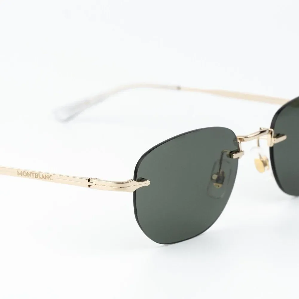 Montblanc Men Sunglasses Gold Grey Square Rimless MB0303S 001 NEW AUTHENTIC